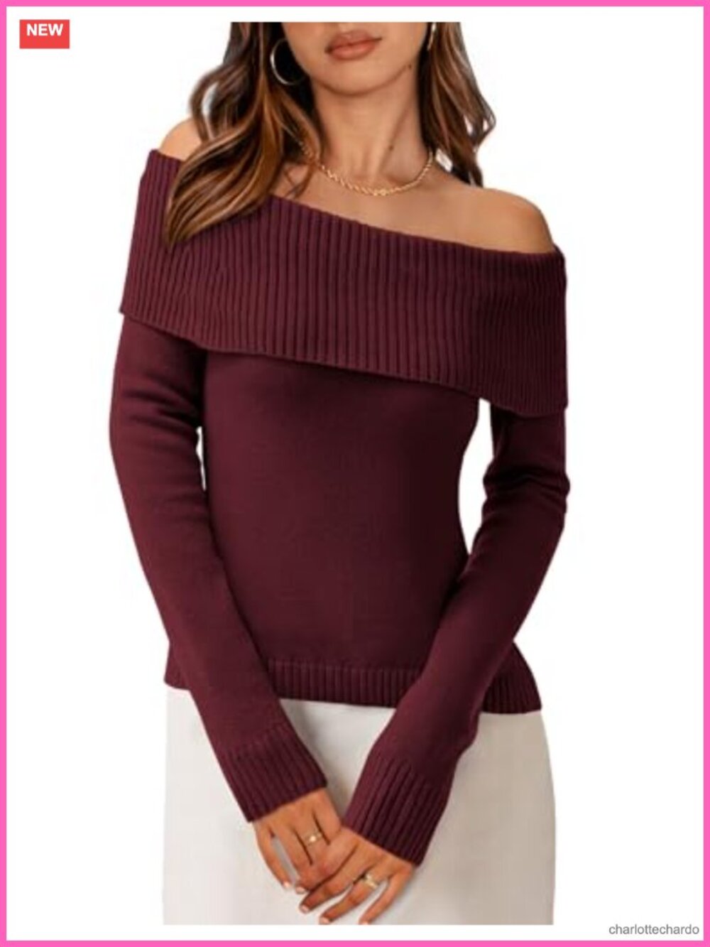 Off the Shoulder Knit Sweater Trendy Fall Date Night Top